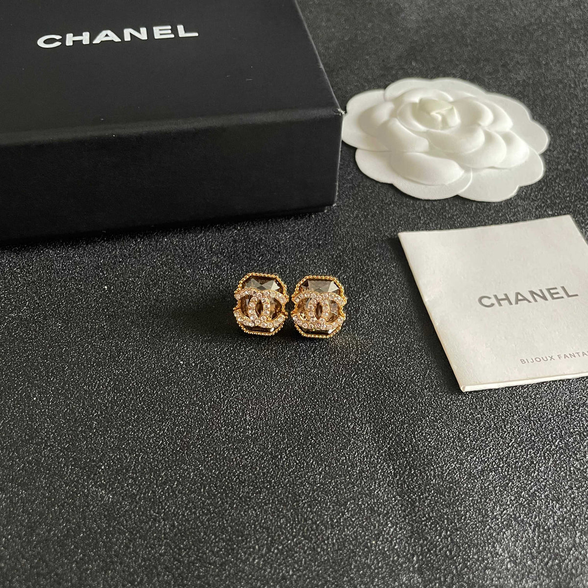 Signature Emblem Stud Earrings in Polished Metal-Tone – Design 077 styled product view