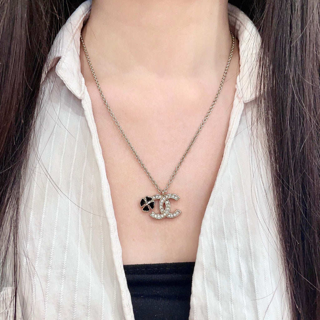 Signature Emblem Pendant Necklace in Polished Metal-Tone – Design 077 detail view