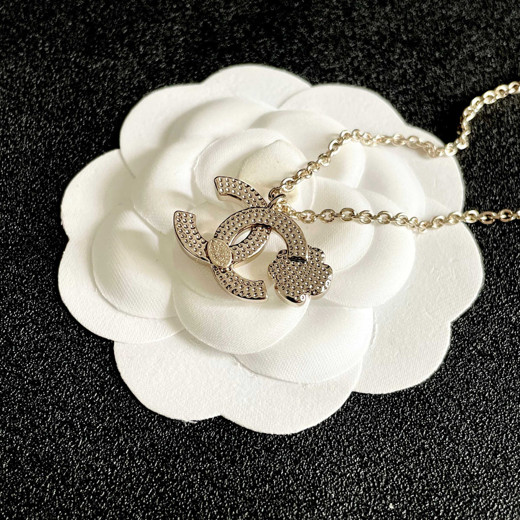 Signature Emblem Pendant Necklace in Polished Metal-Tone – Design 077 front product view