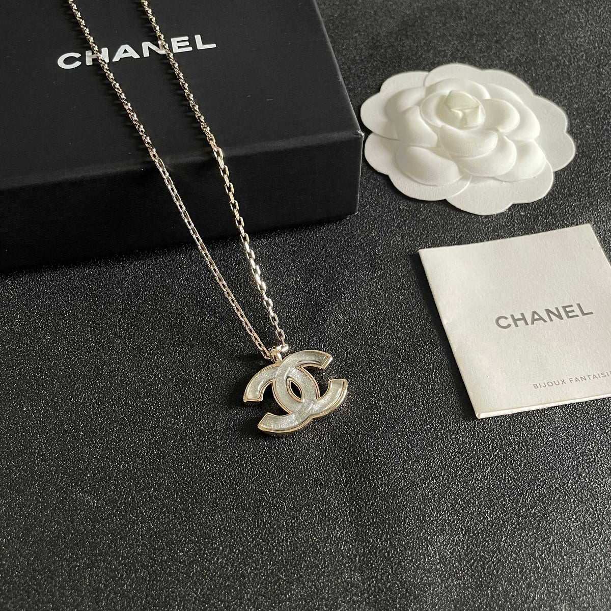 Signature Emblem Pendant Necklace in Polished Metal-Tone – Design 076 styled product view