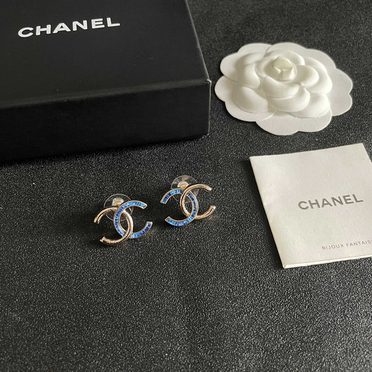 Signature Emblem Stud Earrings in Polished Metal-Tone – Design 074 styled product view