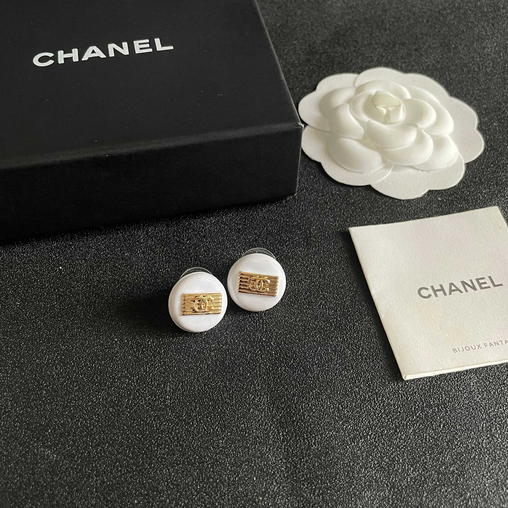 Signature Emblem Stud Earrings in Polished Metal-Tone – Design 073 styled product view