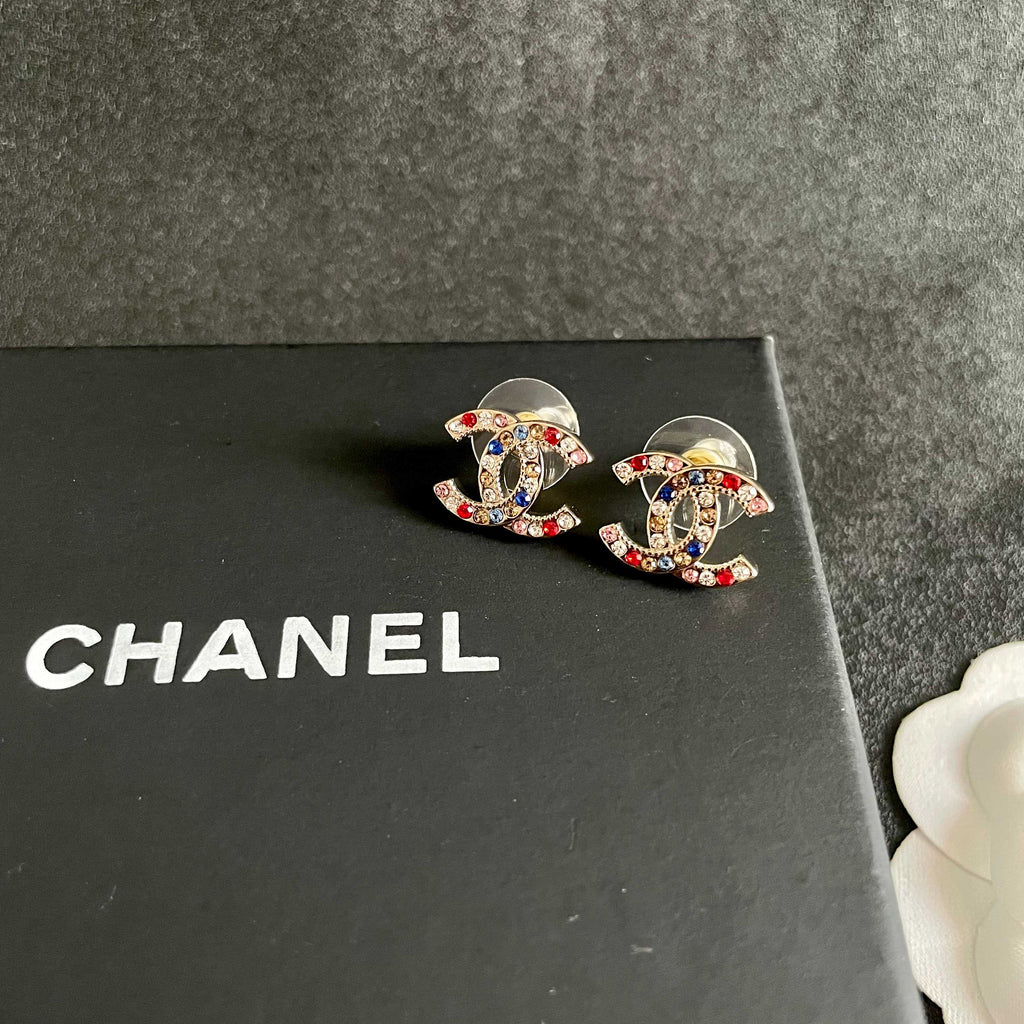 Signature Emblem Stud Earrings in Polished Metal-Tone – Design 070 detail view