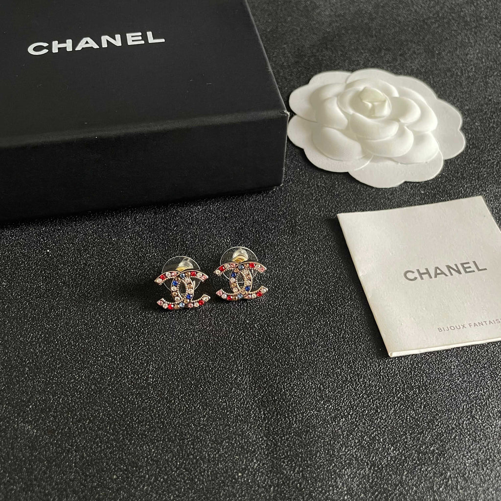 Signature Emblem Stud Earrings in Polished Metal-Tone – Design 070 styled product view