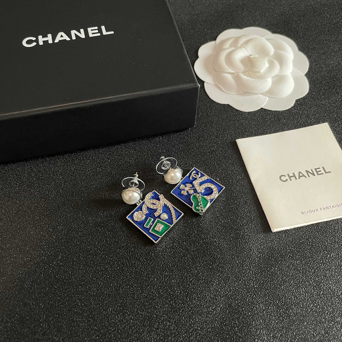 Double-C Emblem Statement Earrings in Polished Metal-Tone – Design 054 styled product view