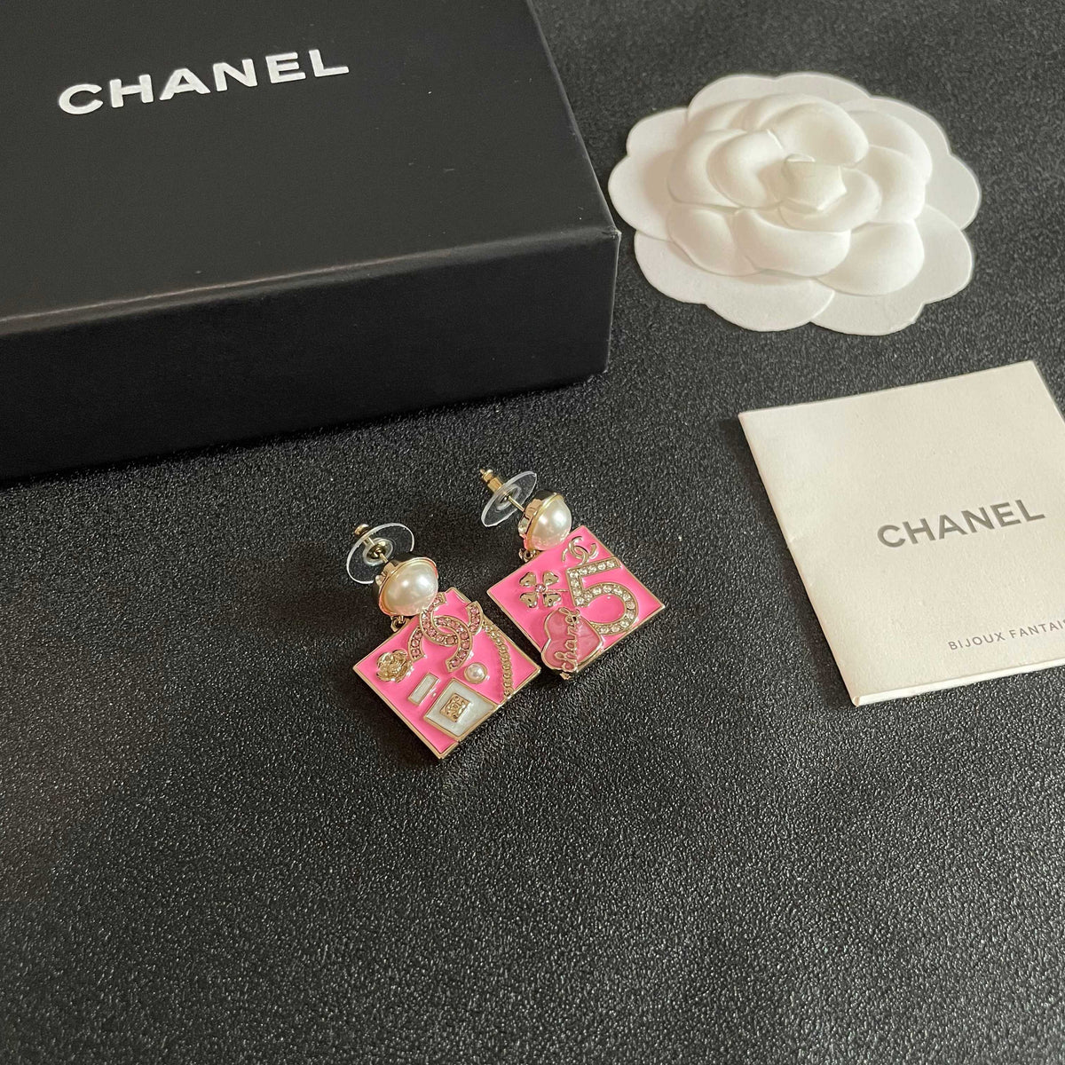 Double-C Emblem Statement Earrings in Polished Metal-Tone – Design 053 styled product view