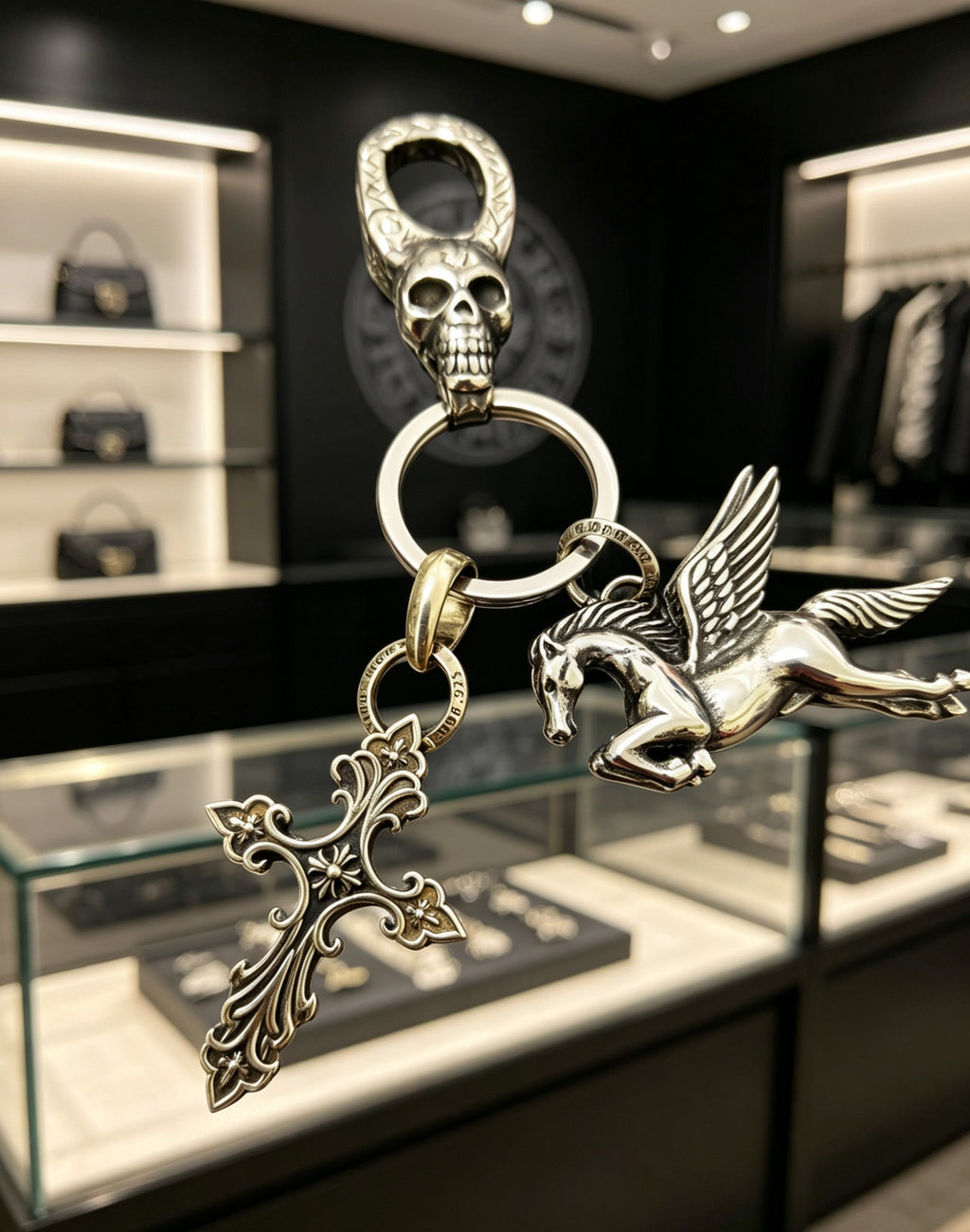 Signature Emblem Jewelry Accessory in Polished Metal-Tone – Design 067 front product view
