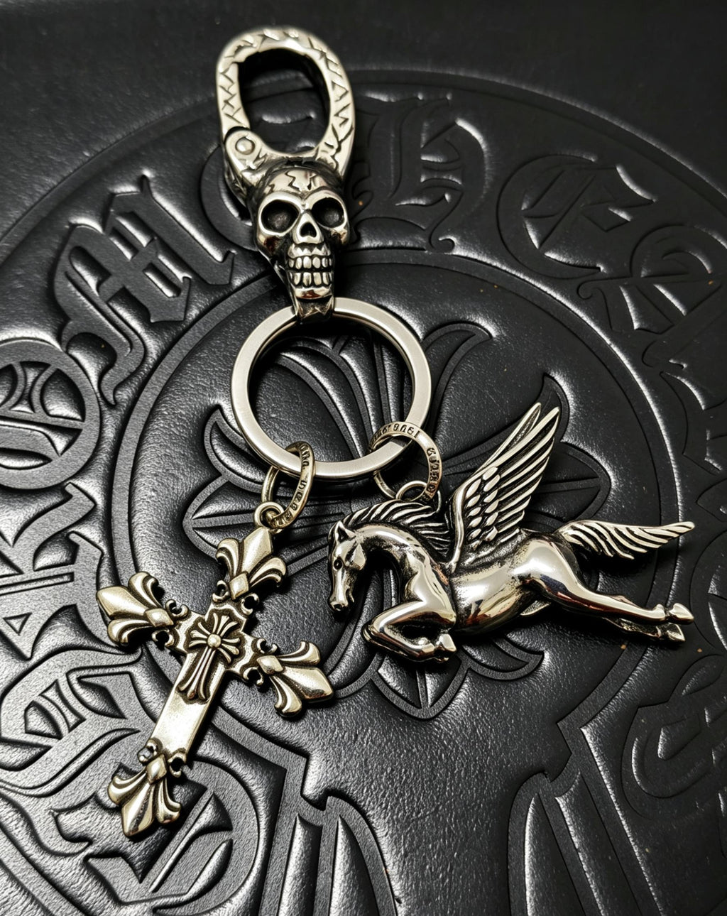 Signature Emblem Jewelry Accessory in Polished Metal-Tone – Black Detail – Design 002 main product view