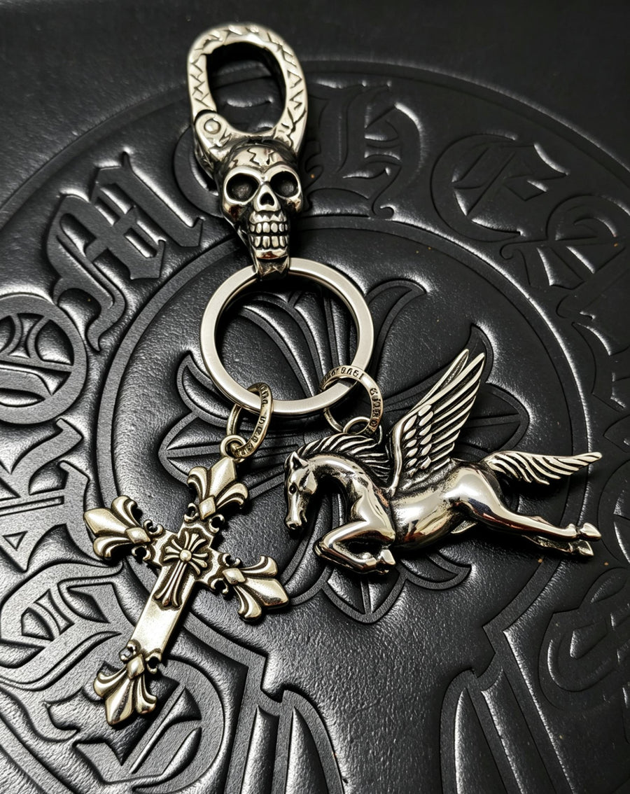 Cross Keychain in Antique Silver-Tone – Design 04 main product view