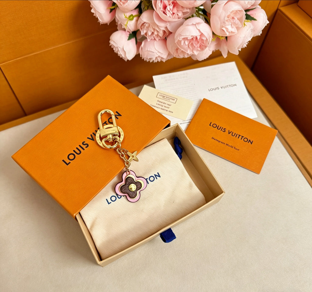 Signature Emblem Jewelry Accessory in Gold-Tone – Pink Detail front product view