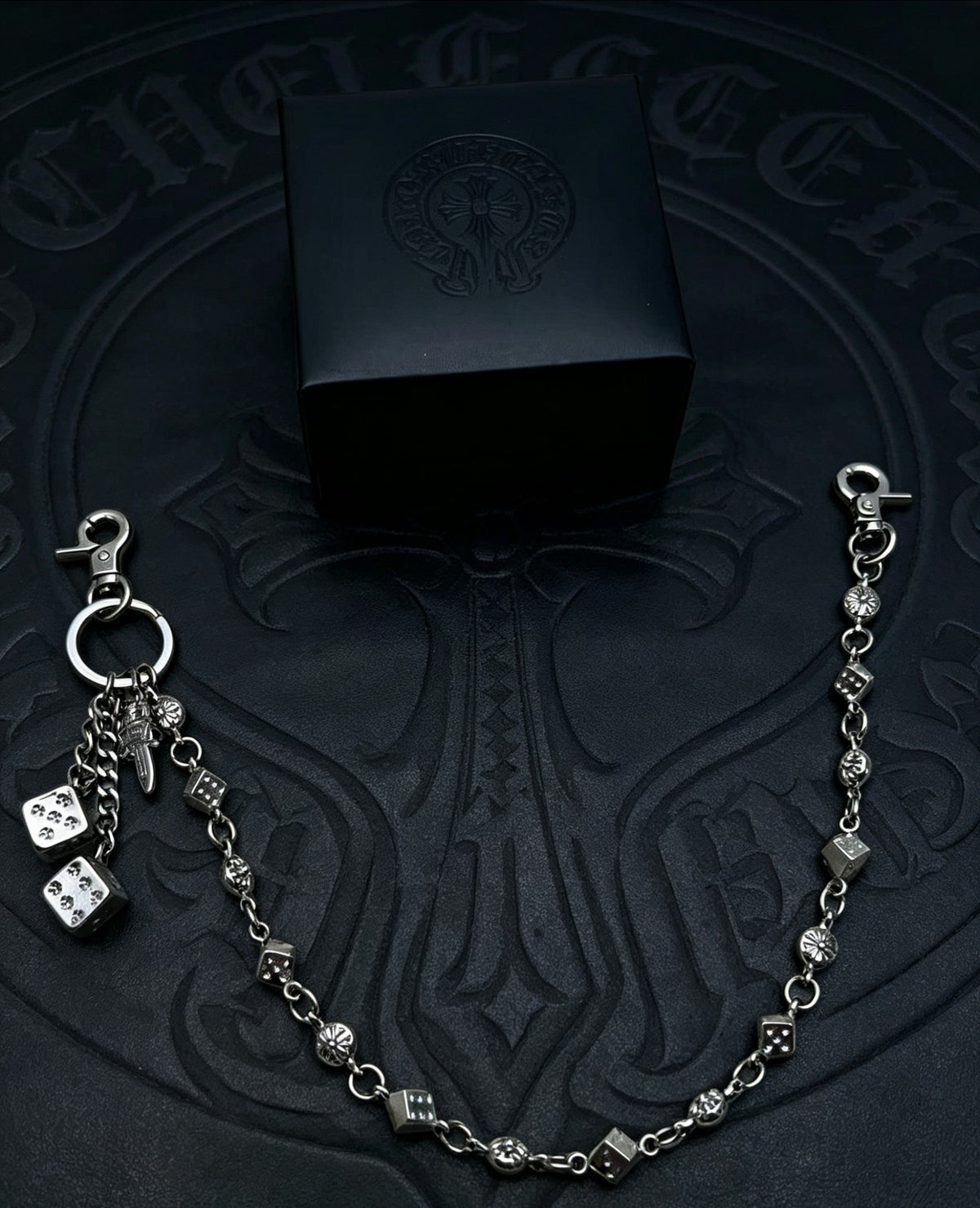 Floral Cross Multi-Use Chain Accessory – Dice Detail – Design 02 detail view