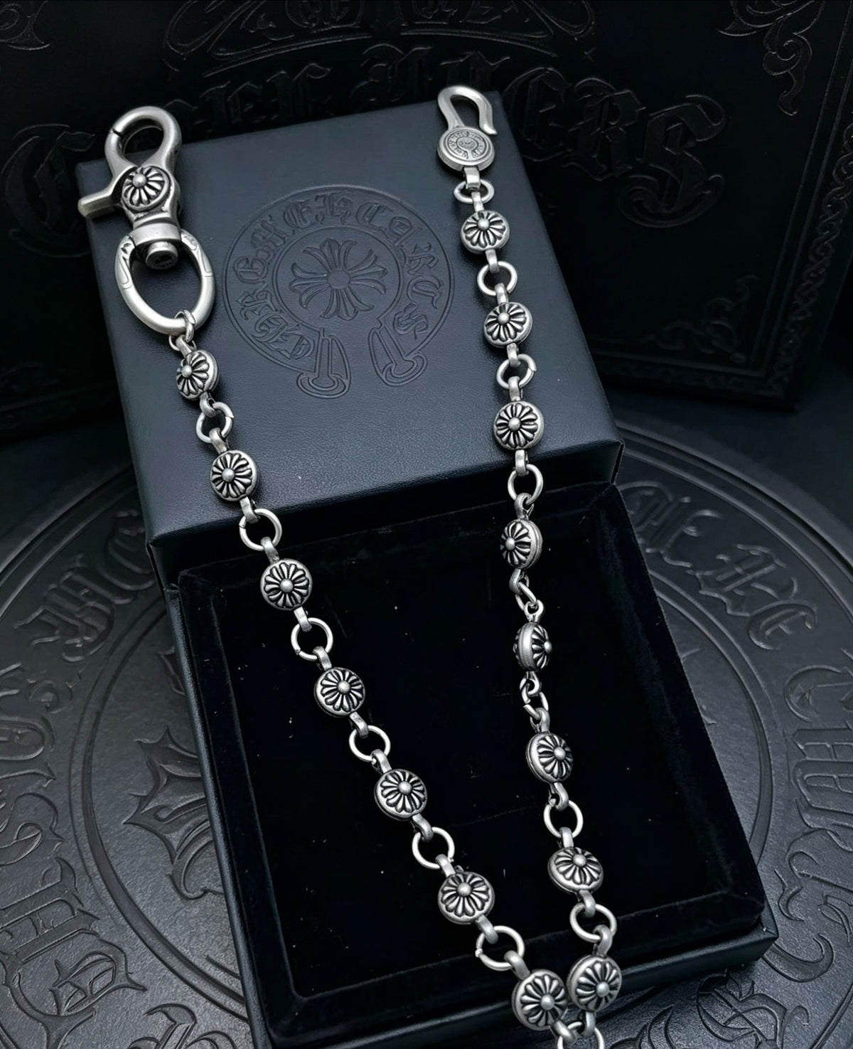 Signature Emblem Pendant Necklace in Polished Metal-Tone – Design 088 side detail