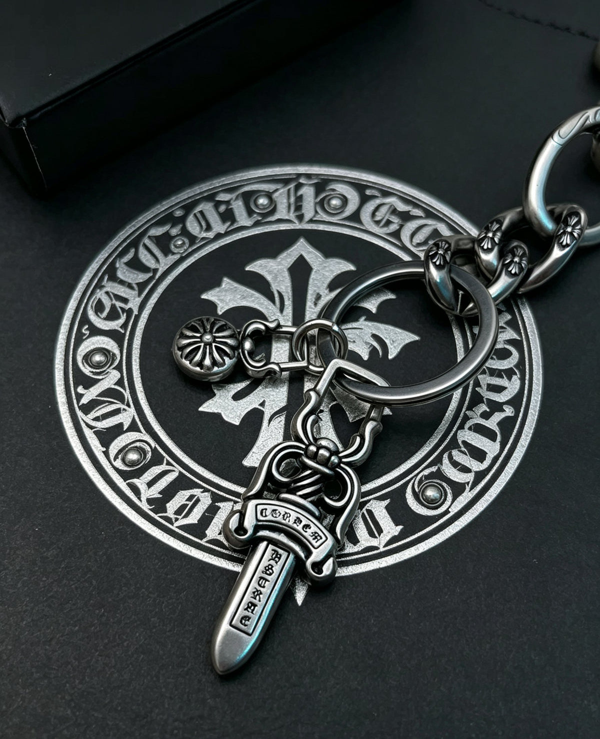 Signature Emblem Jewelry Accessory in Polished Metal-Tone – Design 059 close-up detail