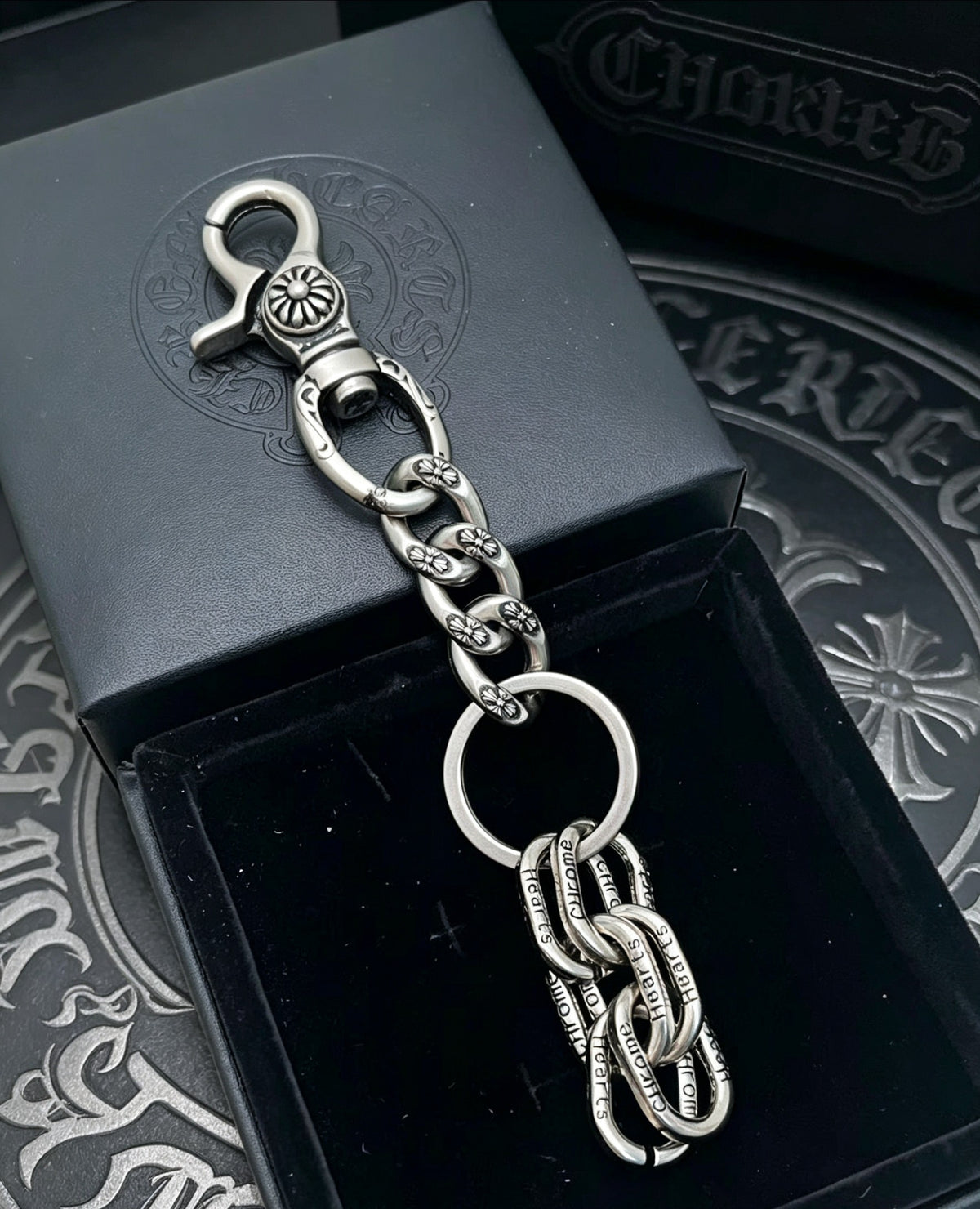 Floral Cross Multi-Use Chain Accessory – Design 08 front product view