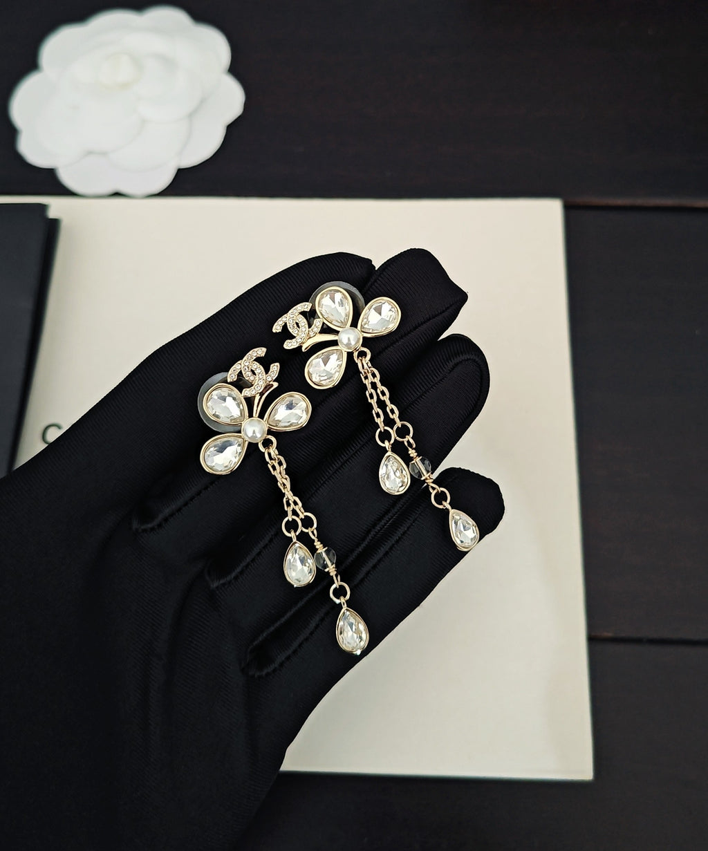 Signature Emblem Crystal-Accent Statement Earrings – Design 009 main product view