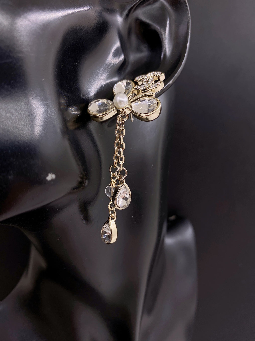 Signature Emblem Crystal-Accent Statement Earrings – Design 009 front product view