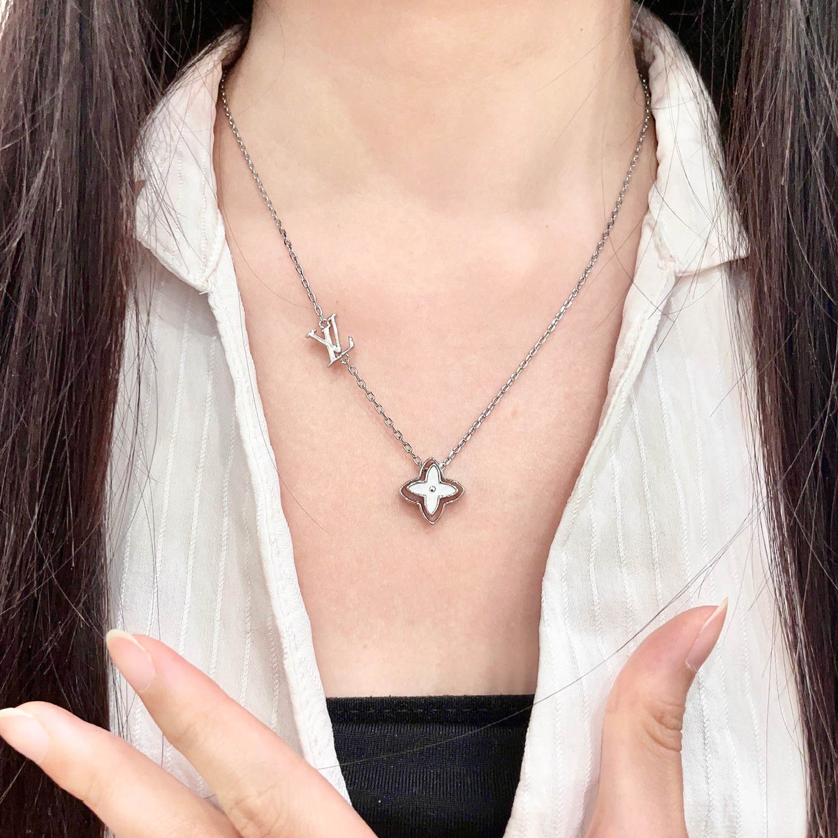 Geometric Emblem Pendant Necklace in Gold-Tone – Design 066 front product view