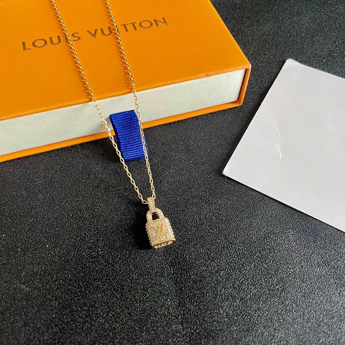 Geometric Emblem Pendant Necklace in Gold-Tone – Design 065 close-up detail