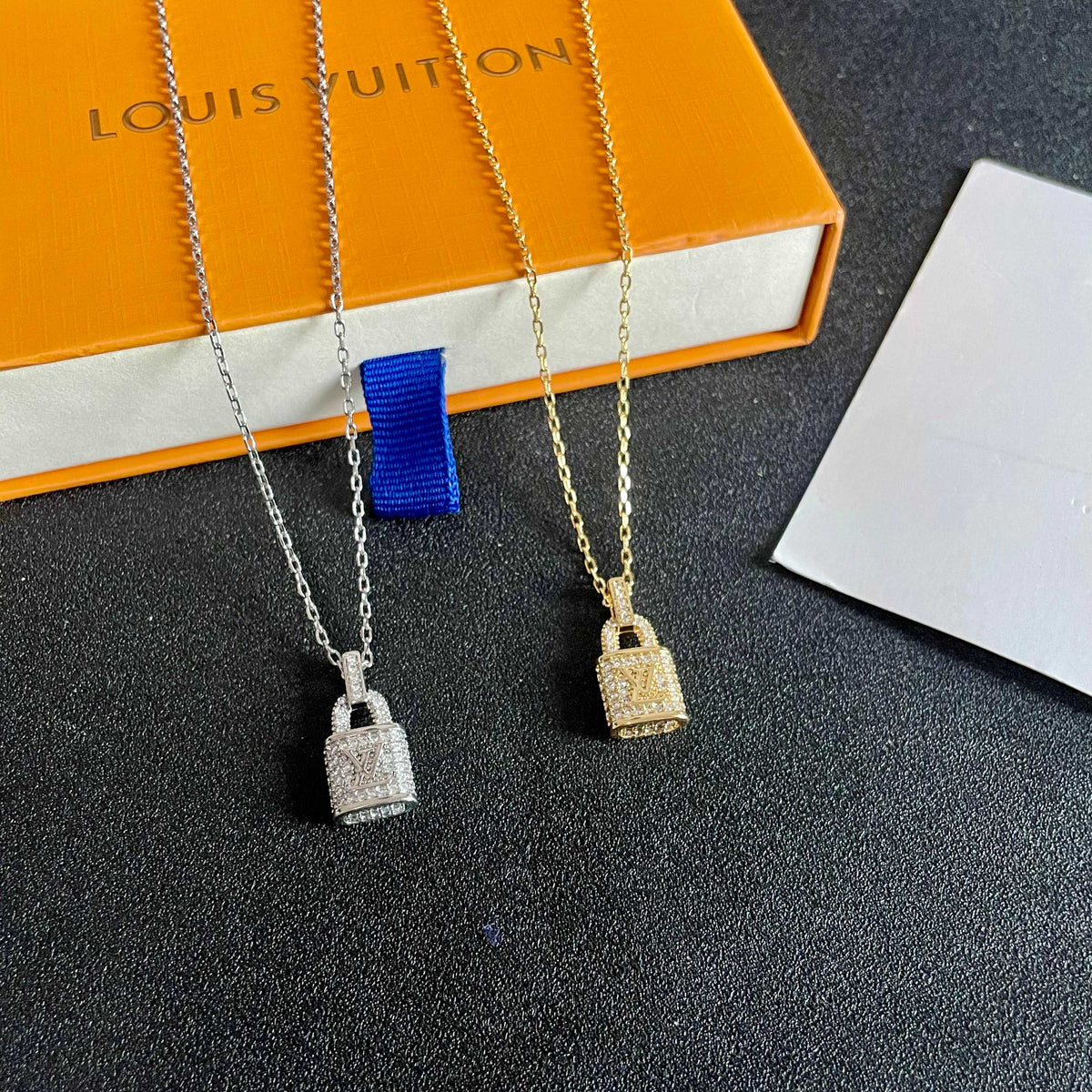 Geometric Emblem Pendant Necklace in Gold-Tone – Design 065 side detail
