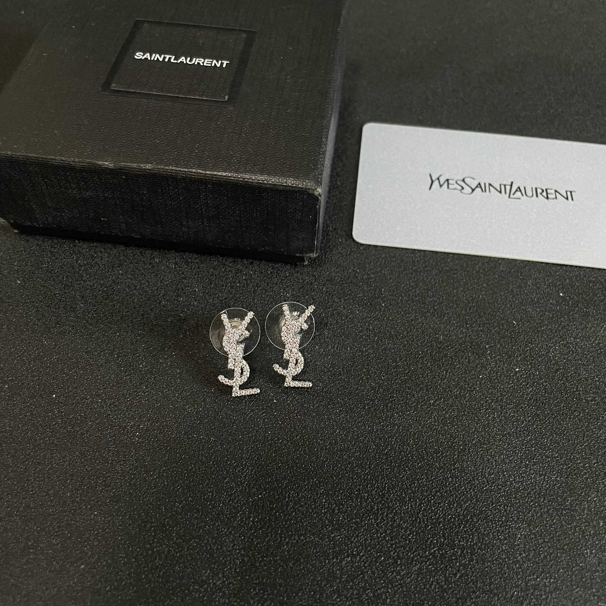 Geometric Emblem Stud Earrings in Silver-Tone – Vintage Detail – Design 010 side detail