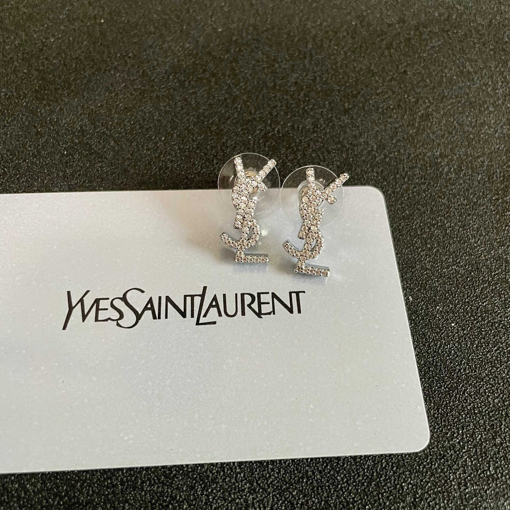 Signature Emblem Stud Earrings in Silver-Tone – Design 025 main product view