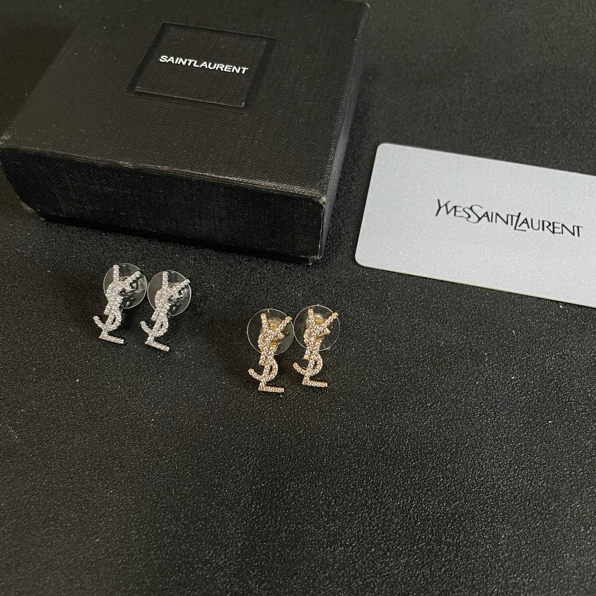 Signature Emblem Stud Earrings in Silver-Tone – Design 024 close-up detail