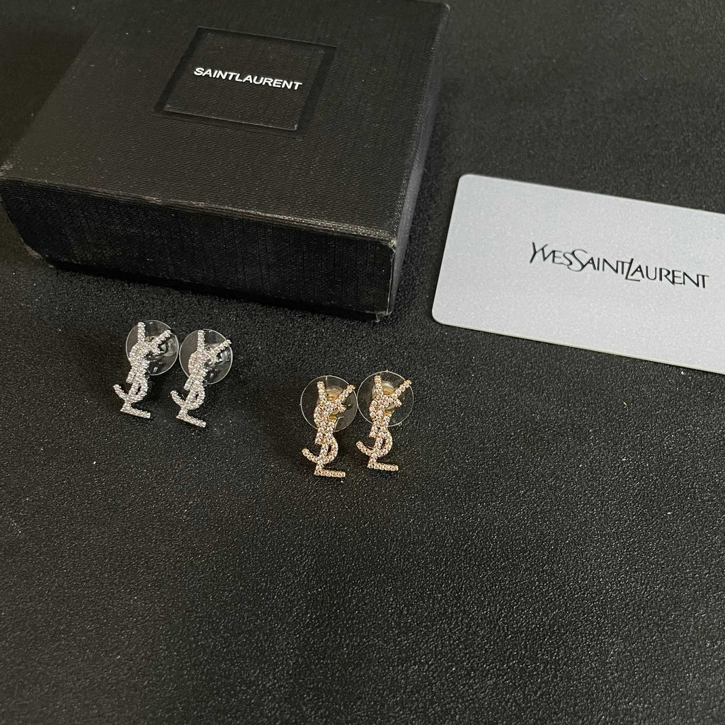 Signature Emblem Stud Earrings in Silver-Tone – Design 025 detail view