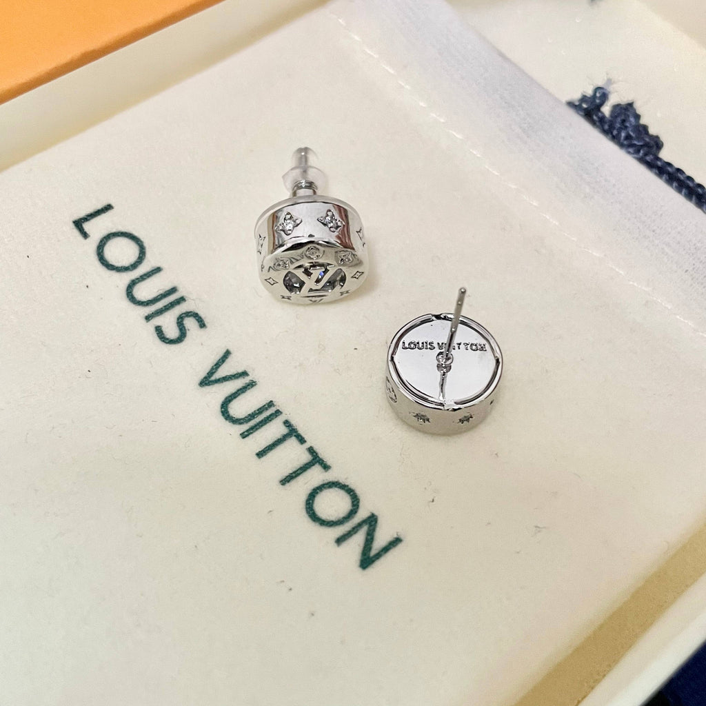 Geometric Emblem Stud Earrings in Gold-Tone – Design 038 main product view