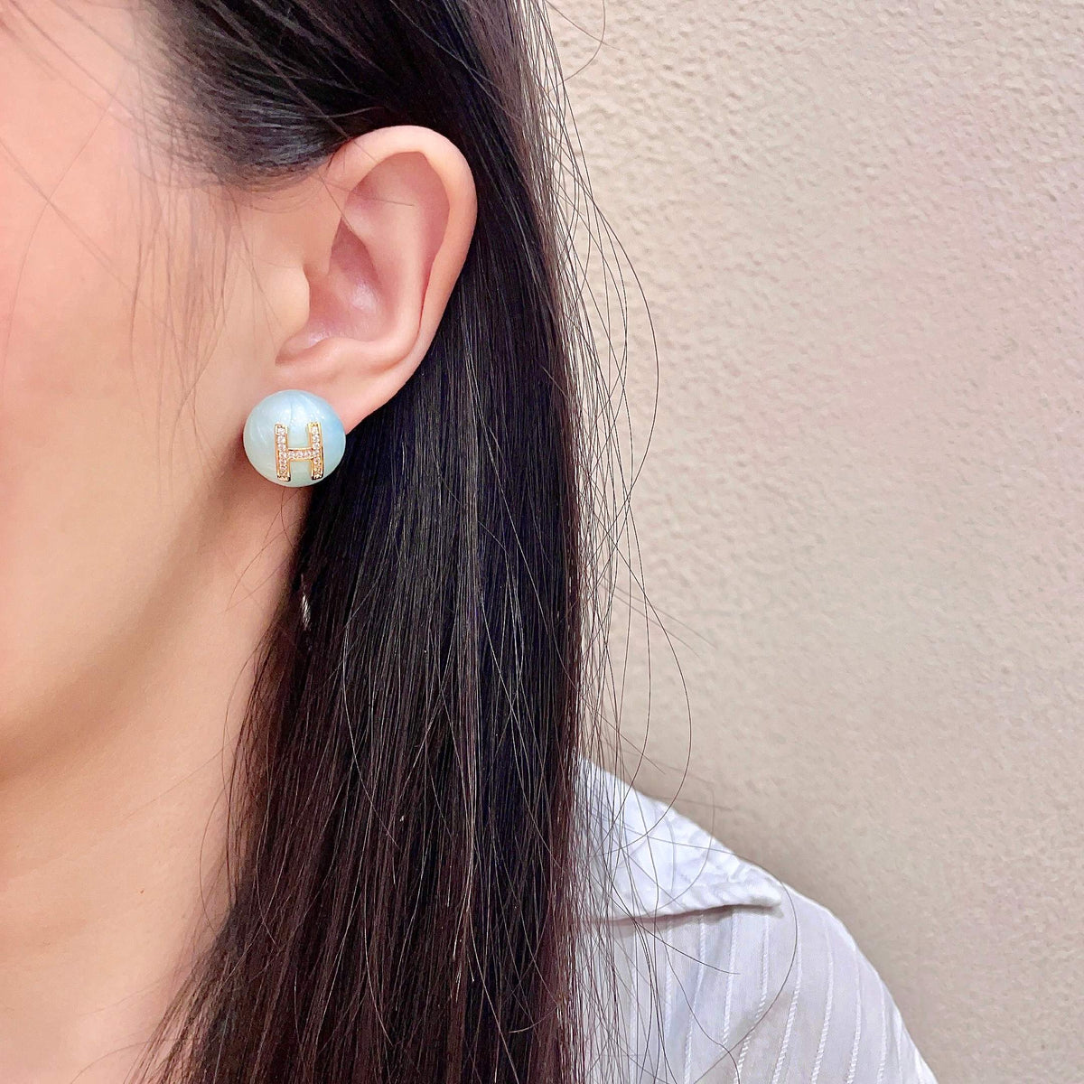 Horse Statement Earrings in Polished Metal-Tone – Design 001 detail view