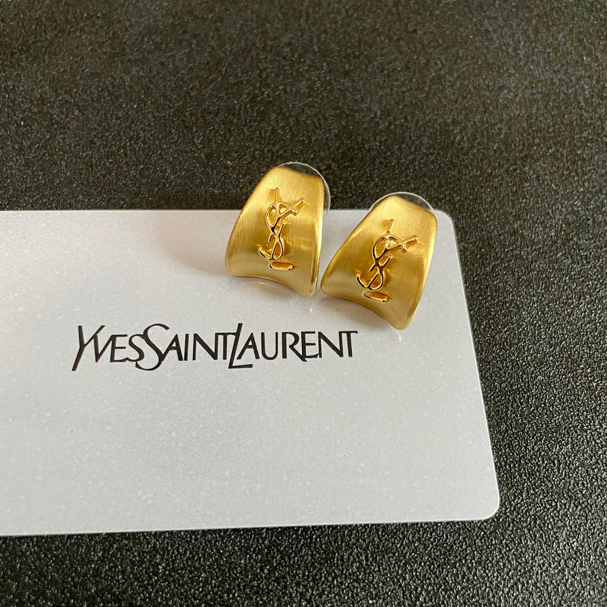 Geometric Emblem Stud Earrings in Silver-Tone – Vintage Detail – Design 008 front product view