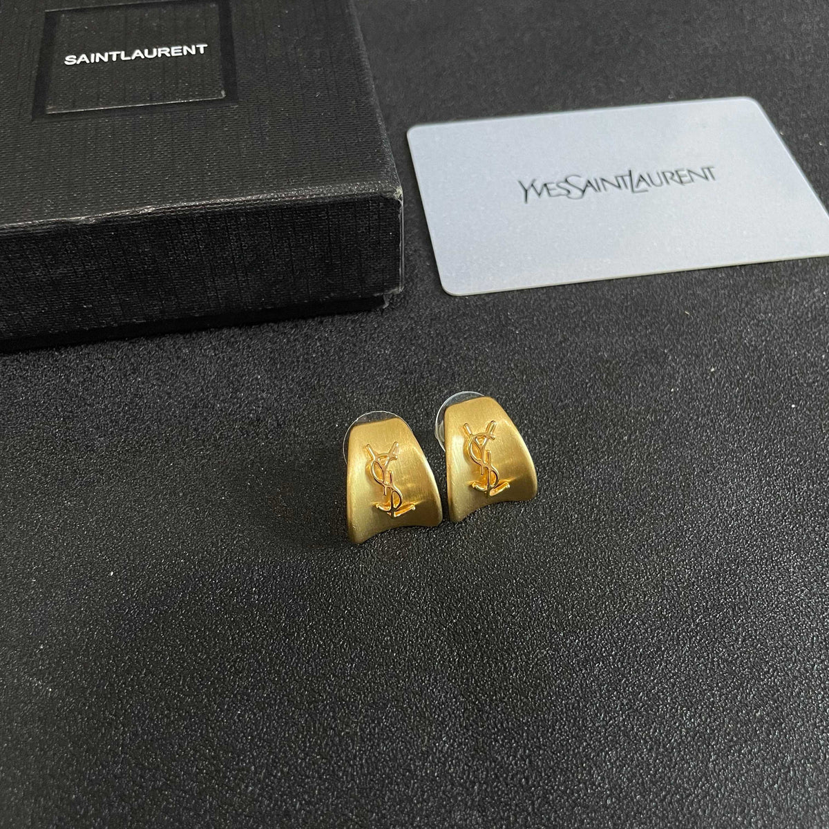 Geometric Emblem Stud Earrings in Silver-Tone – Vintage Detail – Design 008 styled product view