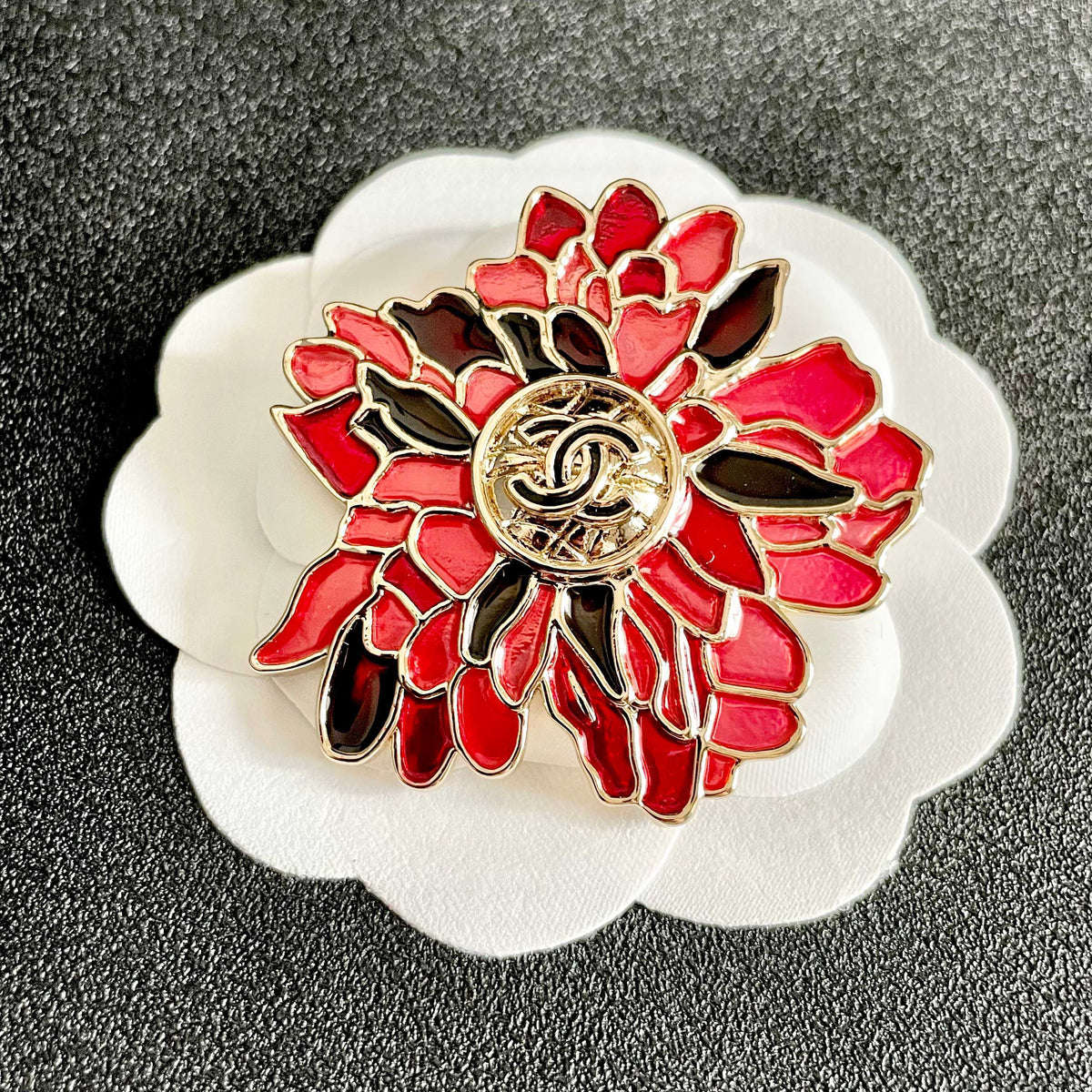 Signature Emblem Brooch in Polished Metal-Tone – Design 055 front product view
