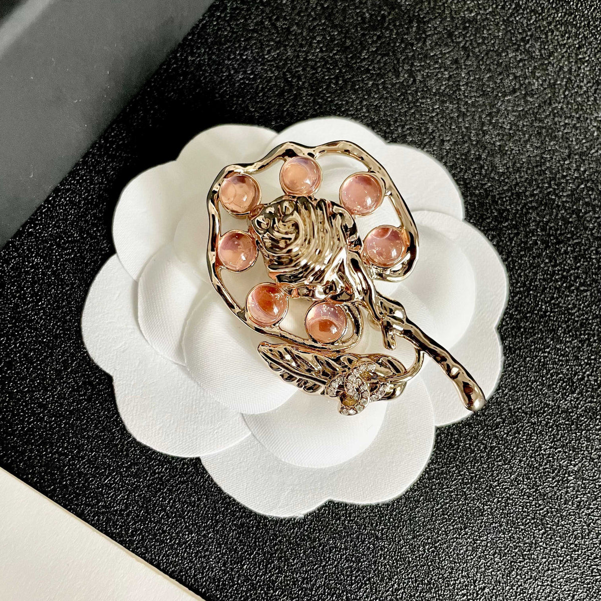 Signature Emblem Brooch in Polished Metal-Tone – Design 054 front product view