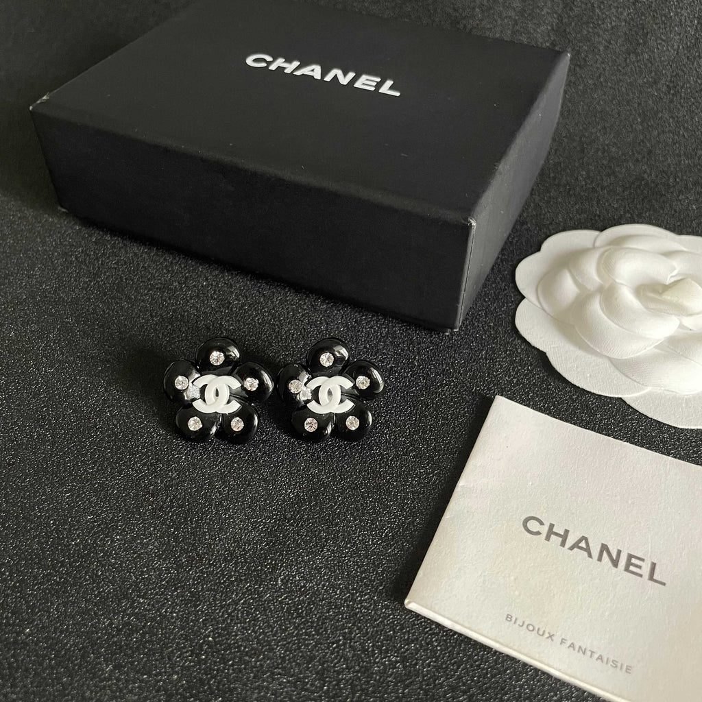 Camellia Stud Earrings in Polished Metal-Tone – Camellia Detail – Design 047 close-up detail
