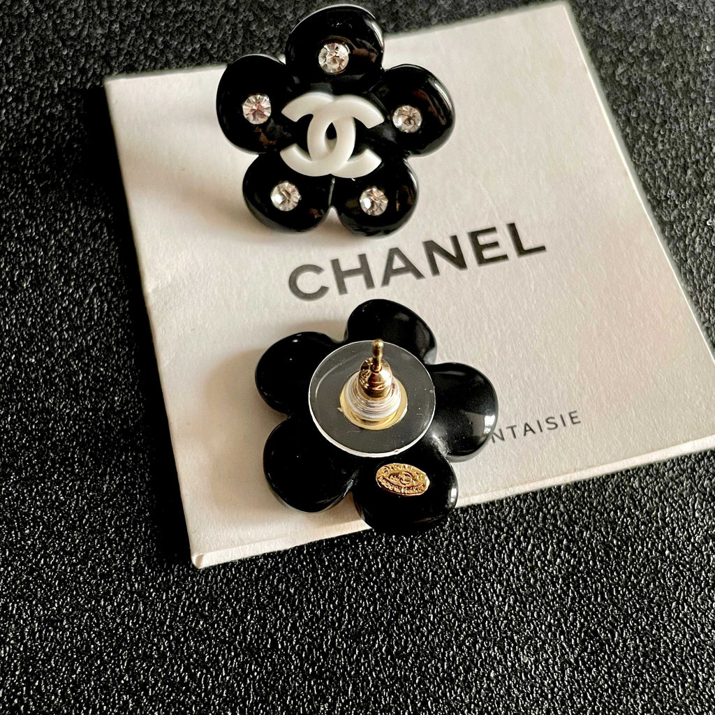 Camellia Stud Earrings in Polished Metal-Tone – Camellia Detail – Design 030 main product view