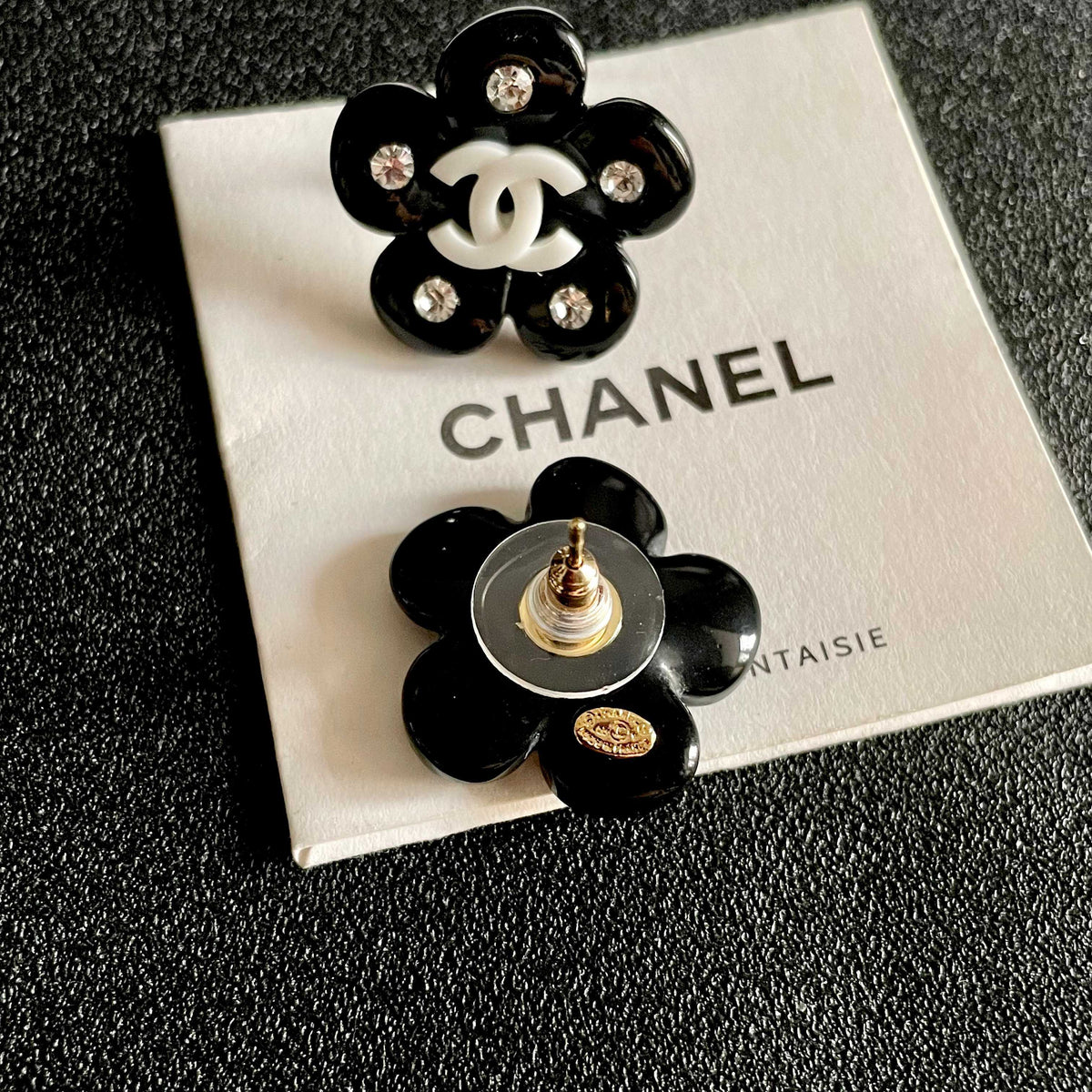 Camellia Stud Earrings in Polished Metal-Tone – Camellia Detail – Design 030 main product view