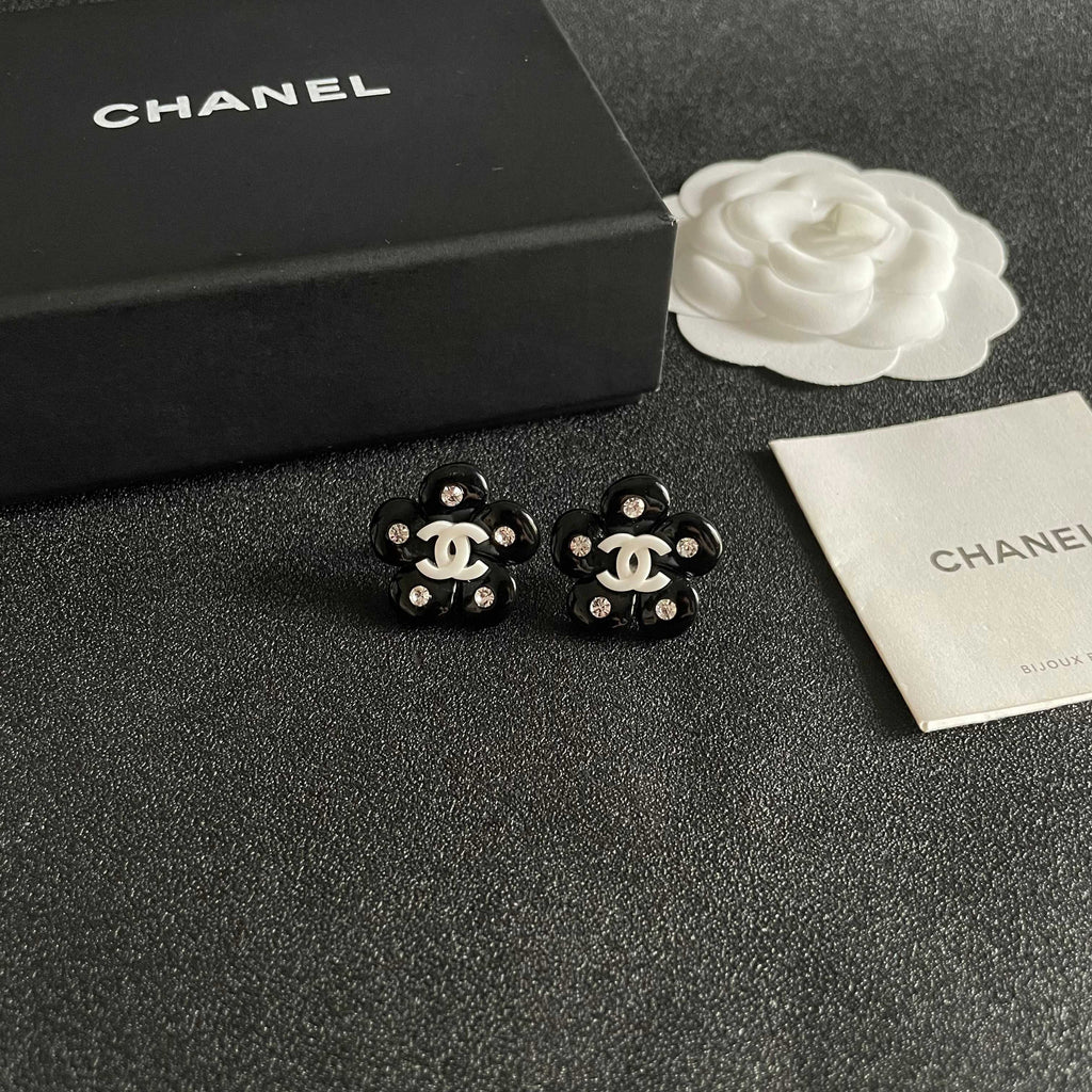 Camellia Stud Earrings in Polished Metal-Tone – Camellia Detail – Design 047 styled product view