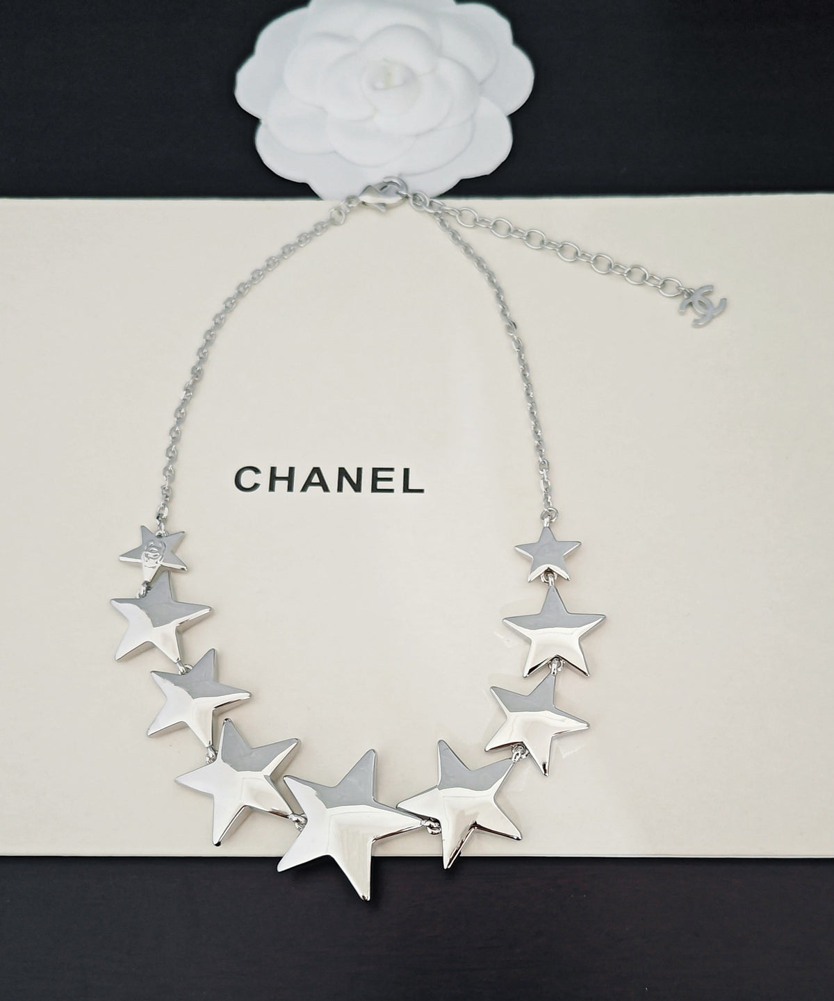 Signature Emblem Pendant Necklace in Gold-Tone – White Detail – Design 006 side detail