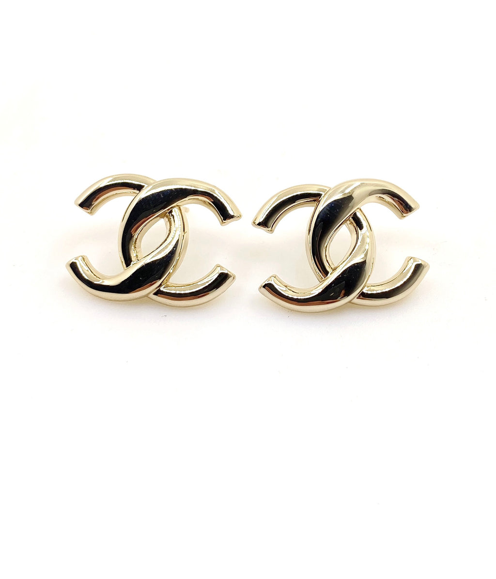 Signature Emblem Stud Earrings in Gold-Tone – Design 033 main product view