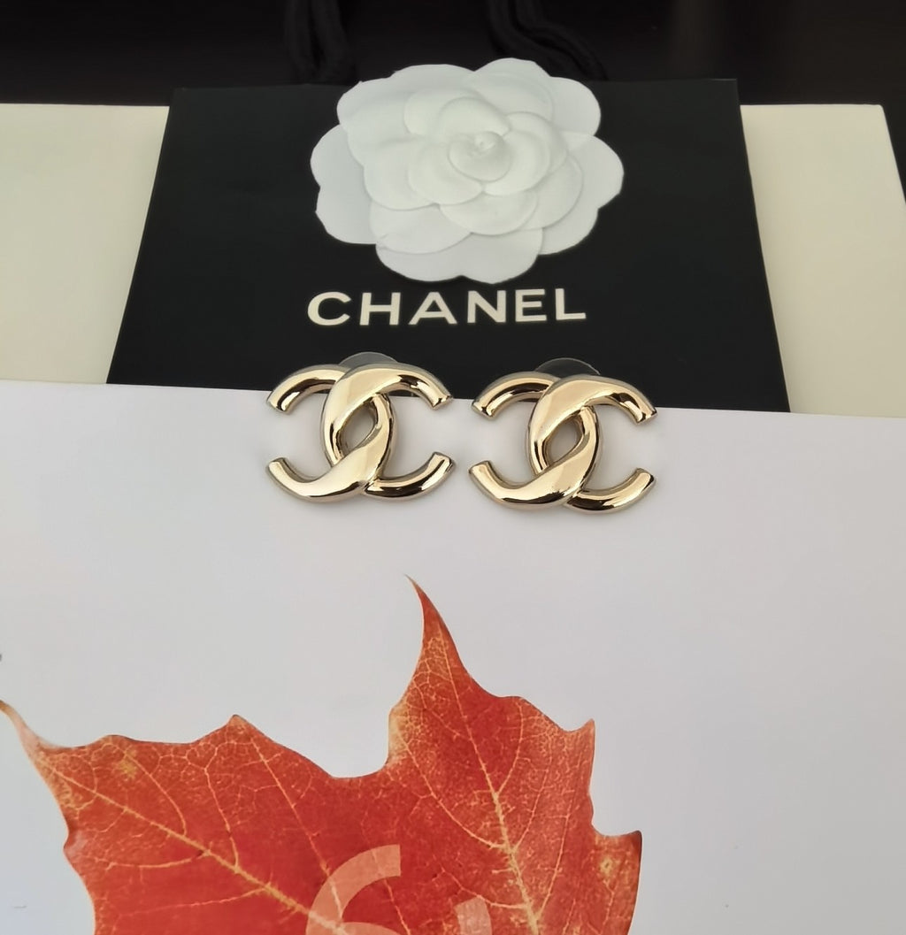 Signature Emblem Stud Earrings in Gold-Tone – Design 062 styled product view