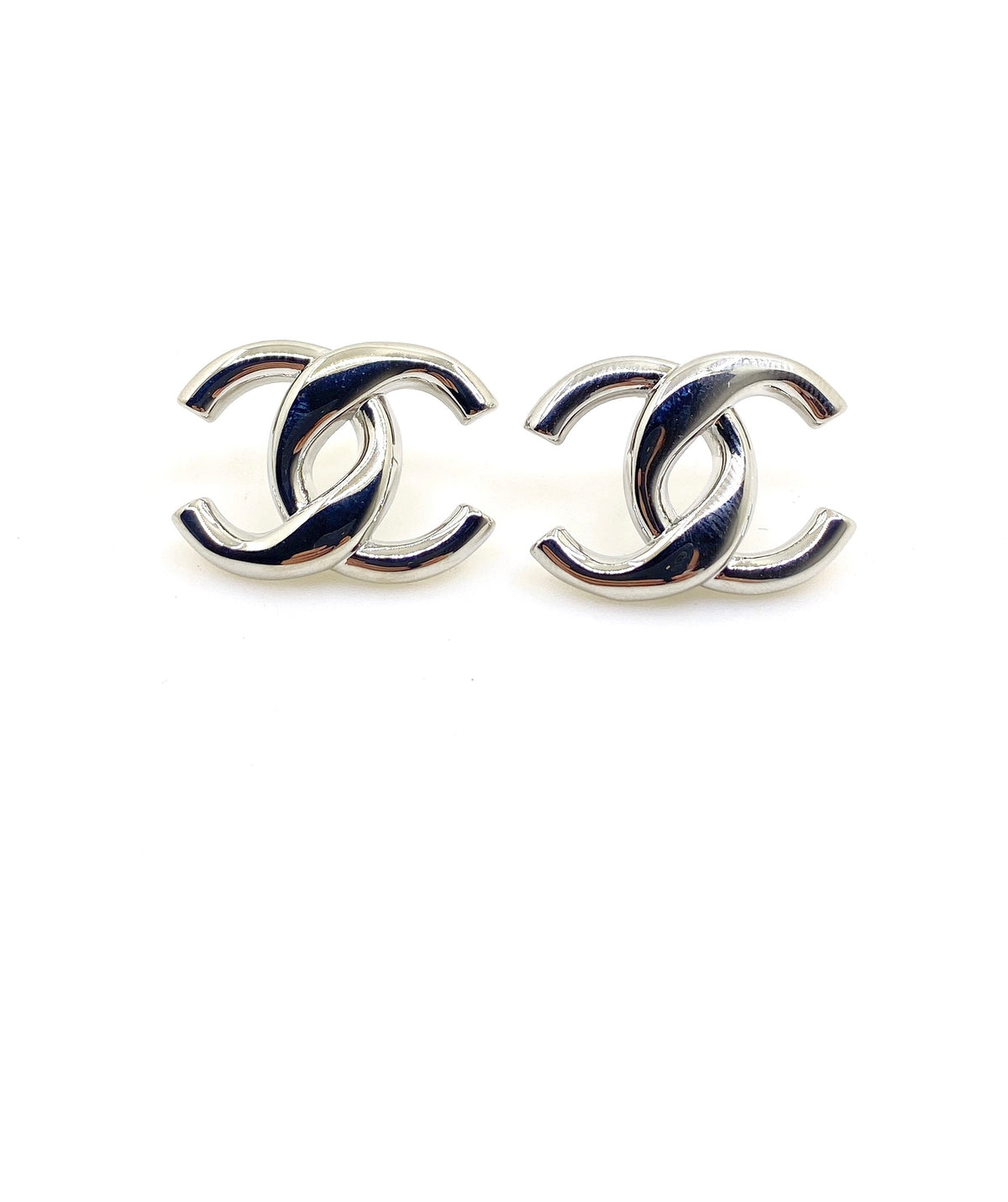 Signature Emblem Stud Earrings in Gold-Tone – White Detail – Design 003 main product view