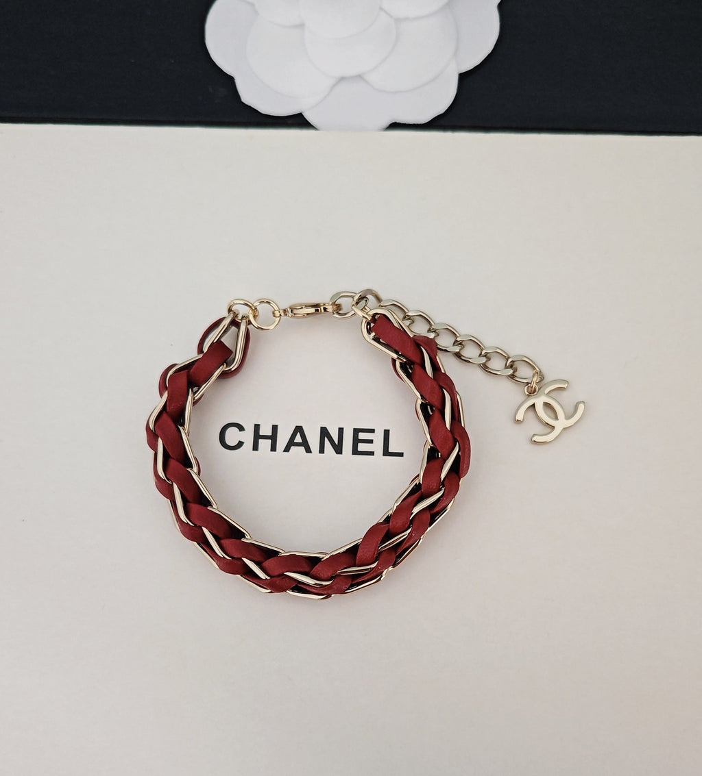 Signature Emblem Bracelet in Gold-Tone – Red Detail side detail