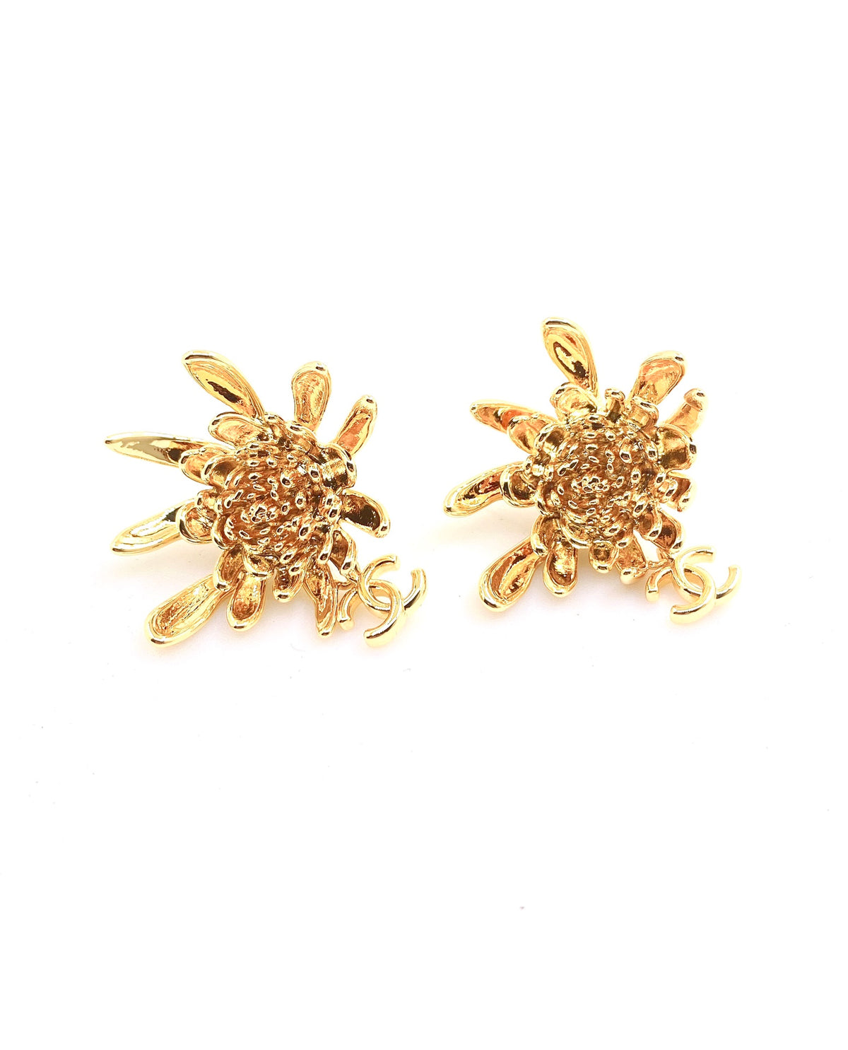 Camellia Statement Earrings in Gold-Tone – Camellia Detail – Design 002 side detail