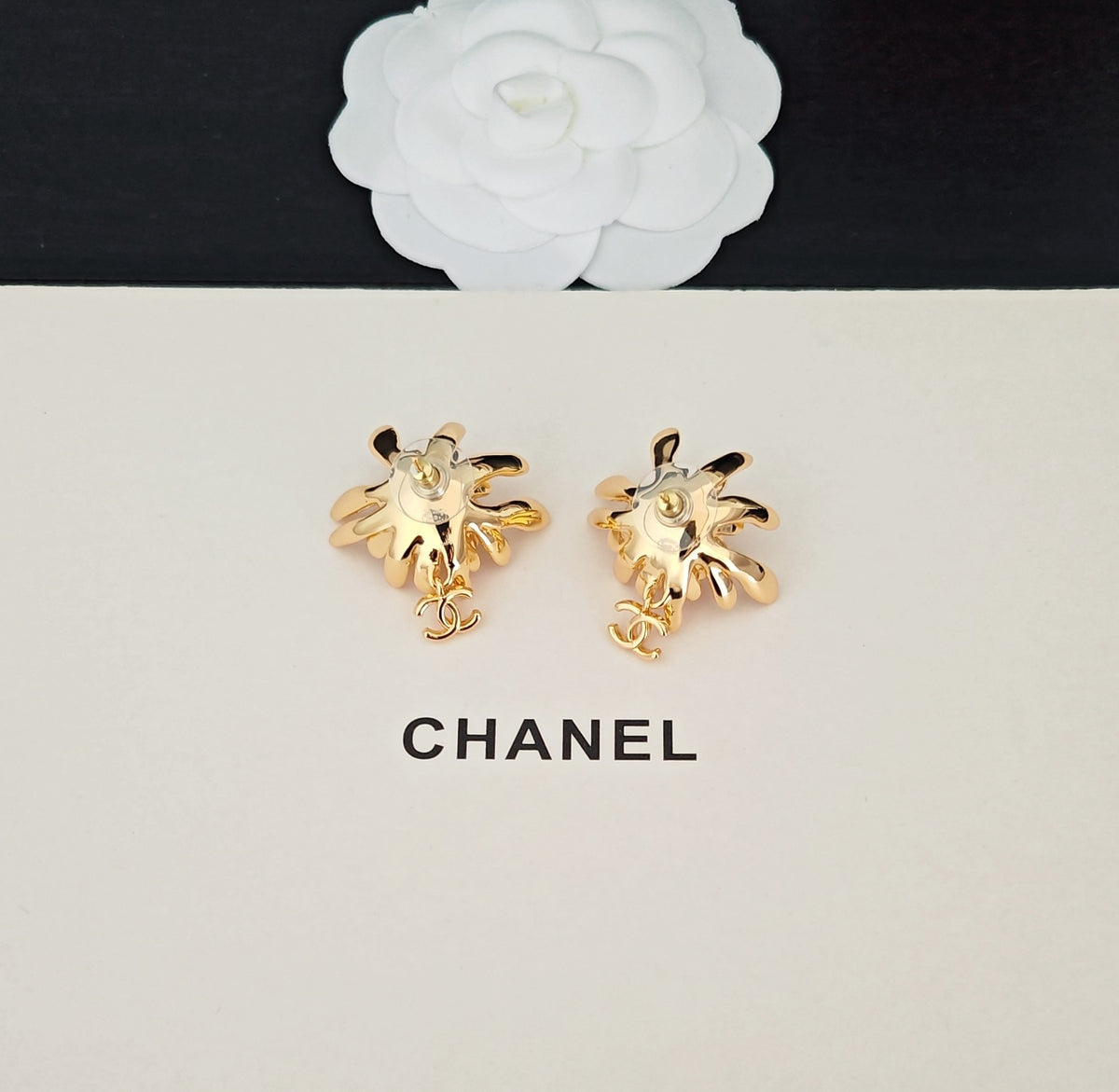 Camellia Statement Earrings in Gold-Tone – Camellia Detail main product view