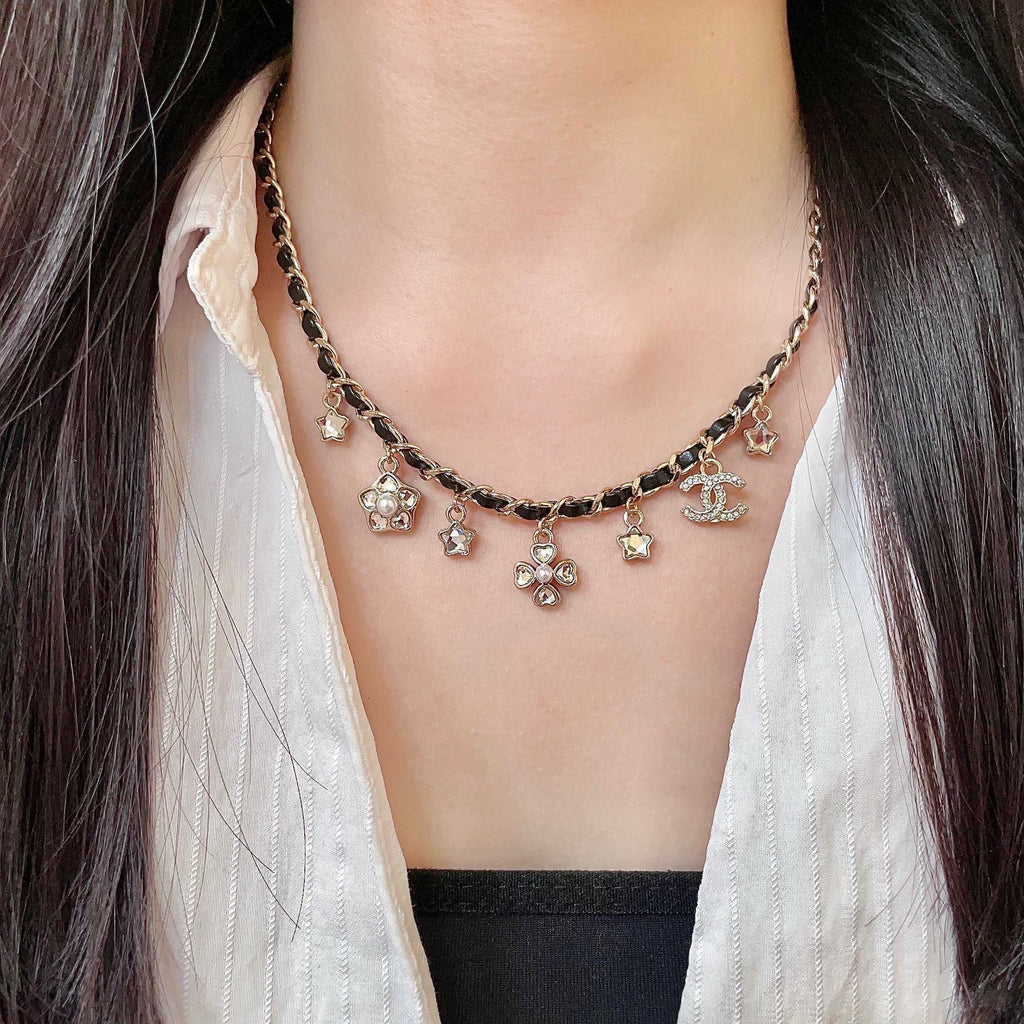 Signature Emblem Pendant Necklace in Polished Metal-Tone – Design 106 detail view