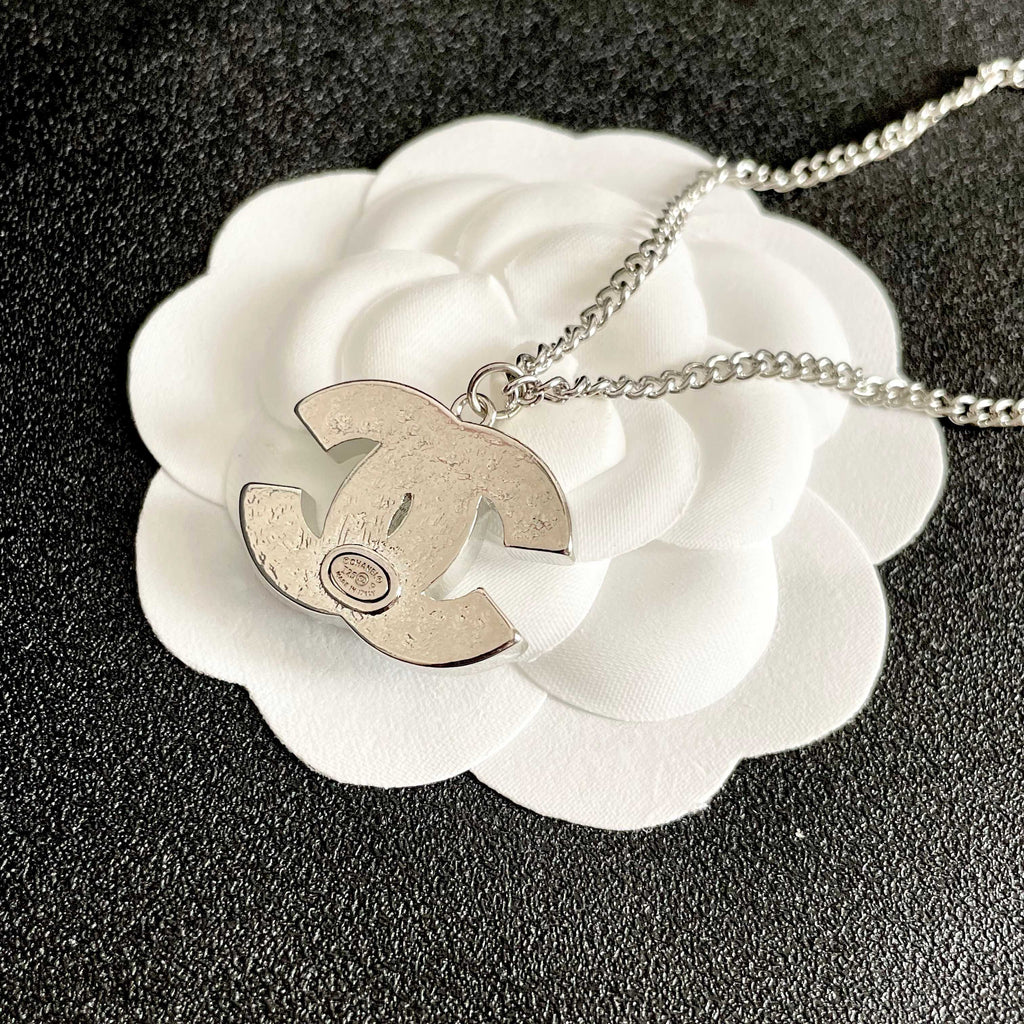 Signature Emblem Pendant Necklace in Polished Metal-Tone – Design 103 front product view