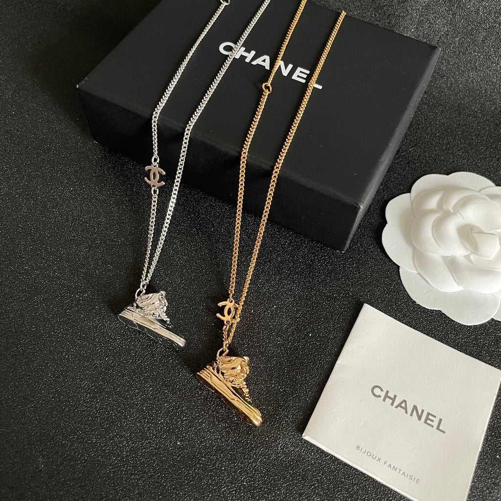 Signature Emblem Pendant Necklace in Polished Metal-Tone – Design 102 side detail