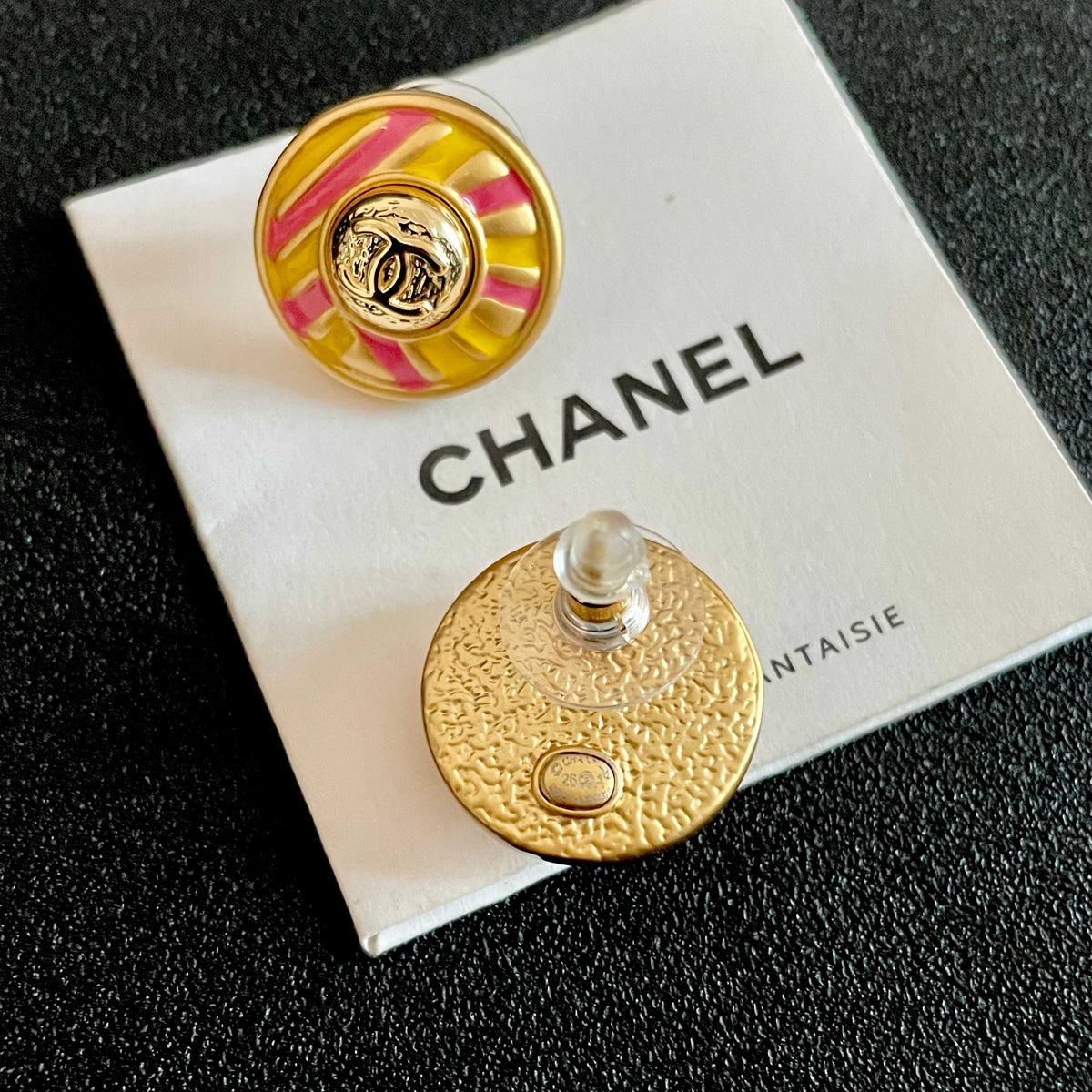 Signature Emblem Stud Earrings in Polished Metal-Tone – Design 104 main product view