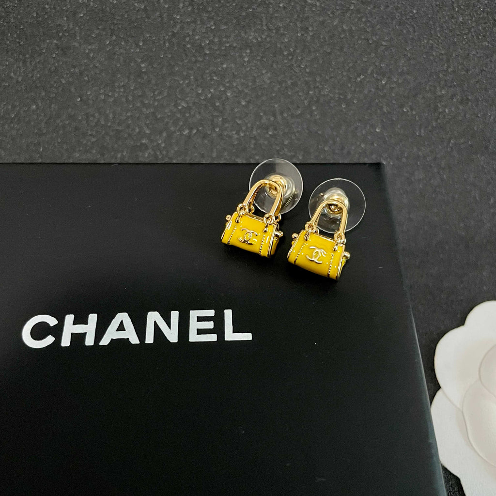 Signature Emblem Stud Earrings in Polished Metal-Tone – Design 102 detail view