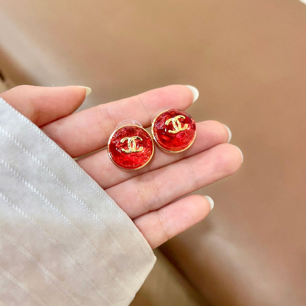 Signature Emblem Stud Earrings in Polished Metal-Tone – Design 099 side detail